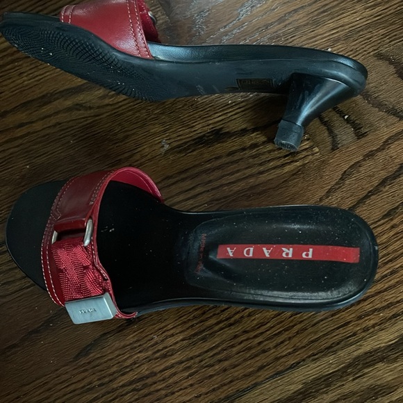 Red PRADA slides . Size 6 . Like new! - Picture 5 of 7